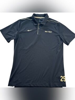 Nike Wake Forest Football TEAM ISSUED Demon Deacons Black Polo Shirt Dri-FIT L
